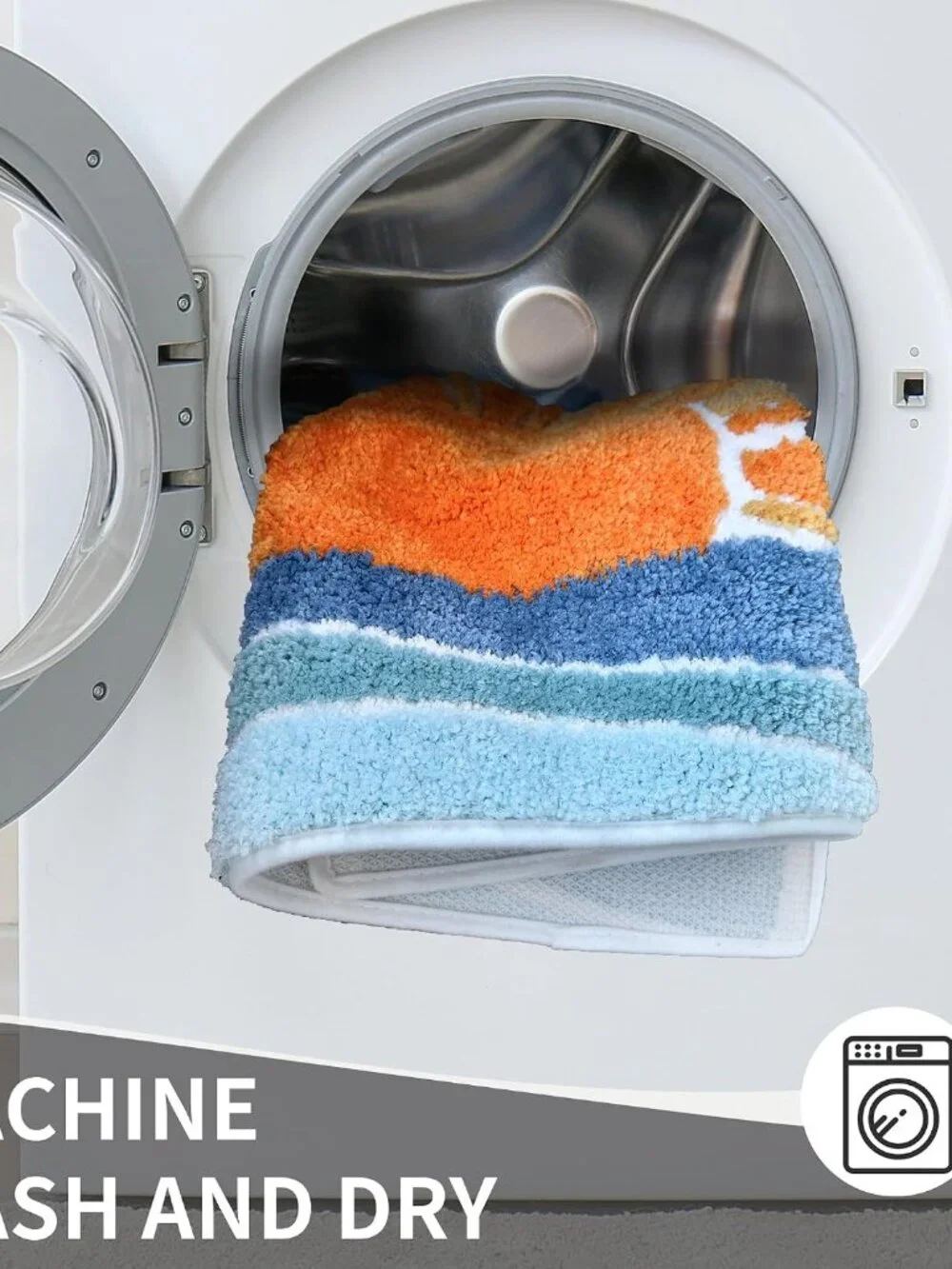 Boho Sun Bath Rug, Half Circle Bath Mat, Soft Plush Fluffy Absorbent Quick Dry S